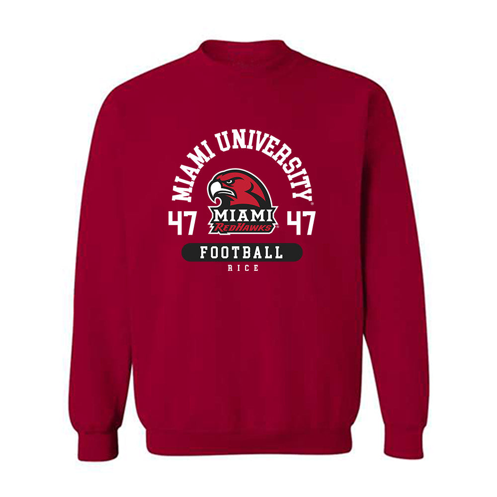 Miami of Ohio - NCAA Football : Brach Rice - Classic Fashion Shersey Crewneck Sweatshirt-0