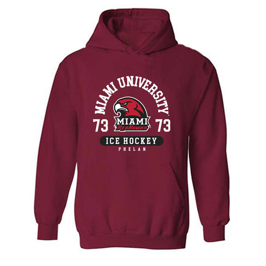 Miami of Ohio - NCAA Men's Ice Hockey : Michael Phelan - Classic Fashion Shersey Hooded Sweatshirt-0