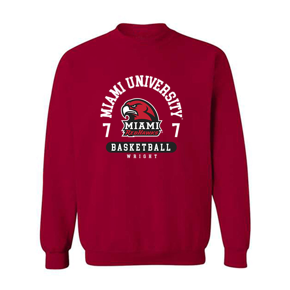 Miami of Ohio - NCAA Men's Basketball : Ethan Wright - Classic Fashion Shersey Crewneck Sweatshirt-0
