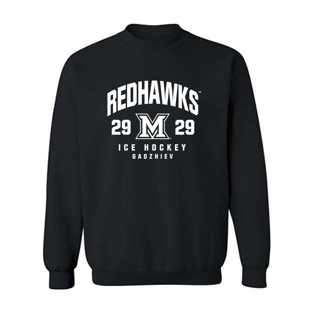 Miami of Ohio - NCAA Men's Ice Hockey : Shika Gadzhiev - Fashion Shersey Crewneck Sweatshirt-0