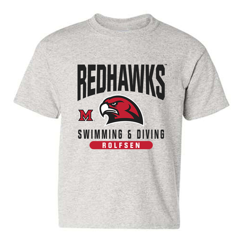 Miami of Ohio - NCAA Men's Swimming & Diving : Elijah Rolfsen - Classic Fashion Shersey Youth T-Shirt-0