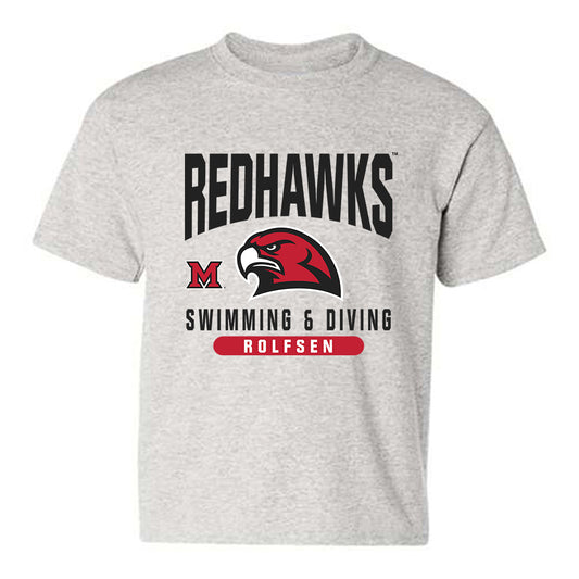 Miami of Ohio - NCAA Men's Swimming & Diving : Elijah Rolfsen - Classic Fashion Shersey Youth T-Shirt-0