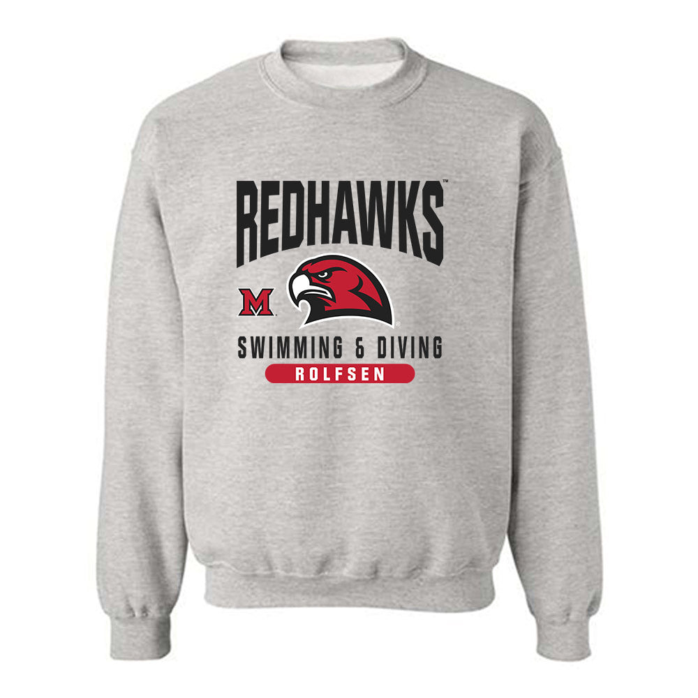 Miami of Ohio - NCAA Men's Swimming & Diving : Elijah Rolfsen - Classic Fashion Shersey Crewneck Sweatshirt-0