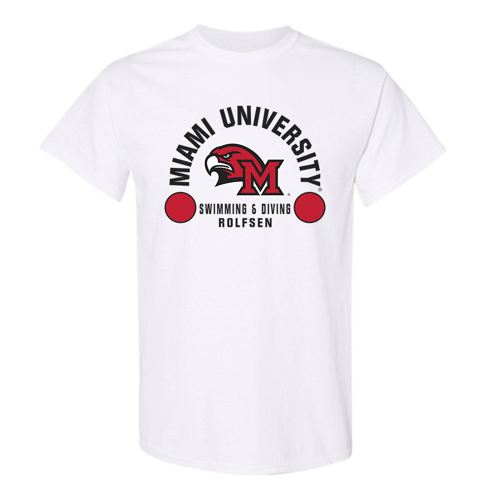 Miami of Ohio - NCAA Men's Swimming & Diving : Elijah Rolfsen - Classic Fashion Shersey T-Shirt-0