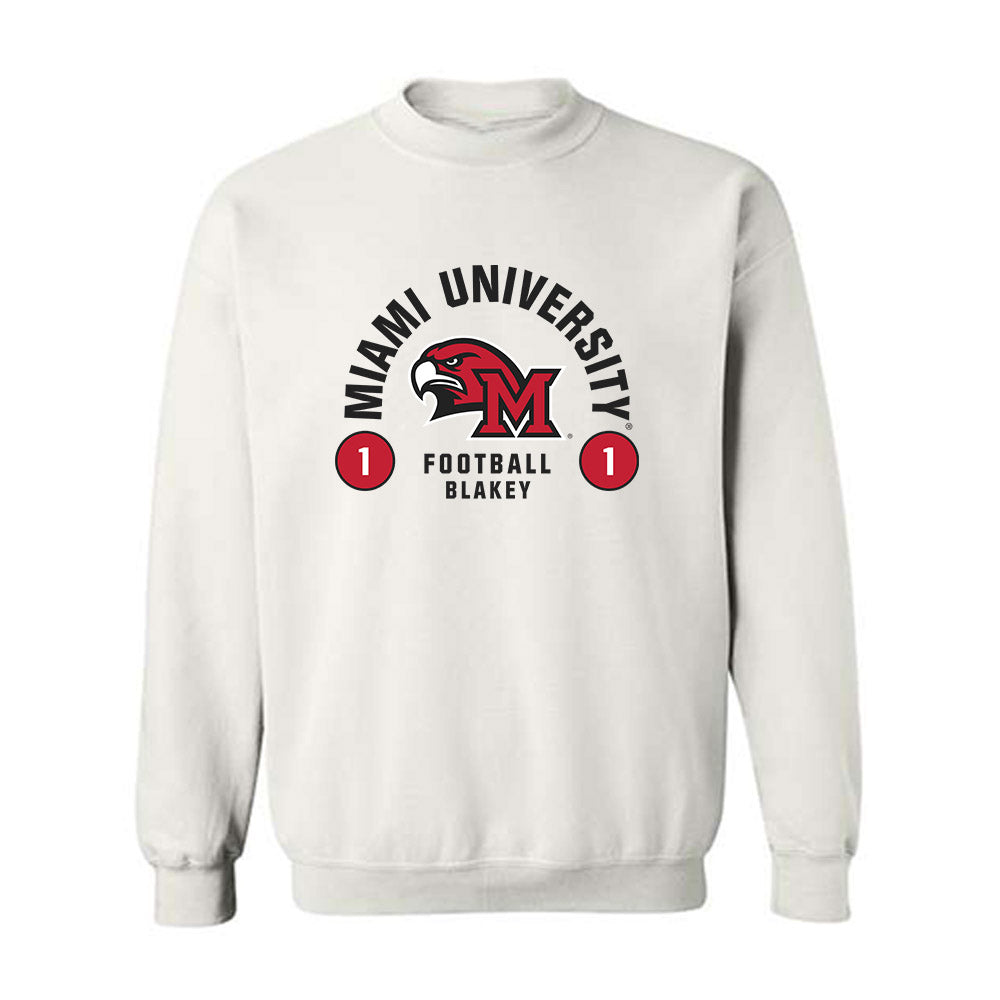 Miami of Ohio - NCAA Football : Eli Blakey - Classic Fashion Shersey Crewneck Sweatshirt-0