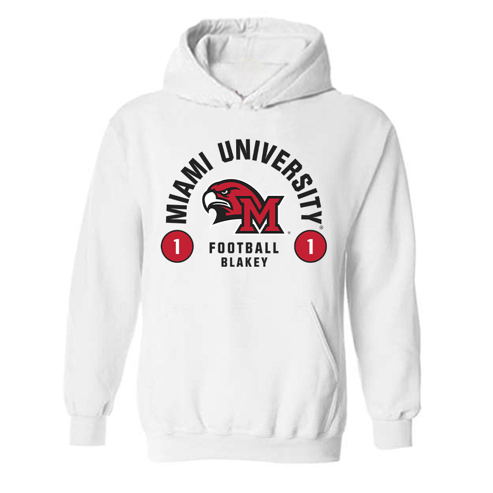 Miami of Ohio - NCAA Football : Eli Blakey - Classic Fashion Shersey Hooded Sweatshirt-0