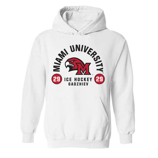 Miami of Ohio - NCAA Men's Ice Hockey : Shika Gadzhiev - Classic Fashion Shersey Hooded Sweatshirt-0