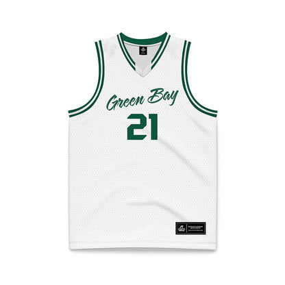 UW Green Bay - NCAA Men's Basketball : Brady Fitzgerald - White Basketball Jersey-0