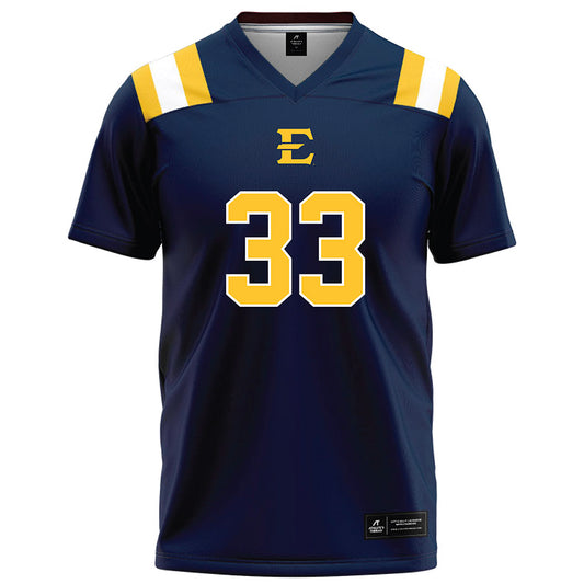 East Tennessee State - NCAA Football : Andrei Delinois - Navy Football Jersey-0