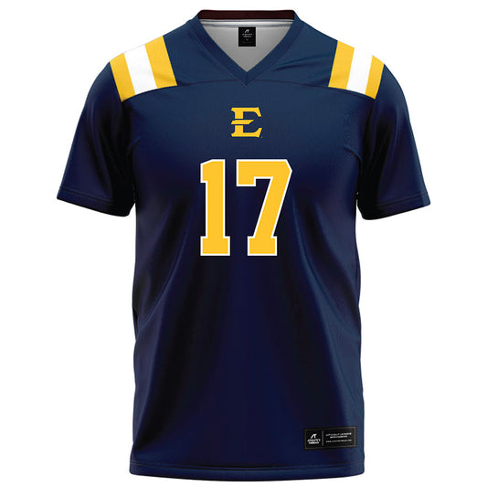 East Tennessee State - NCAA Football : Ethan Lane - Navy Football Jersey-0