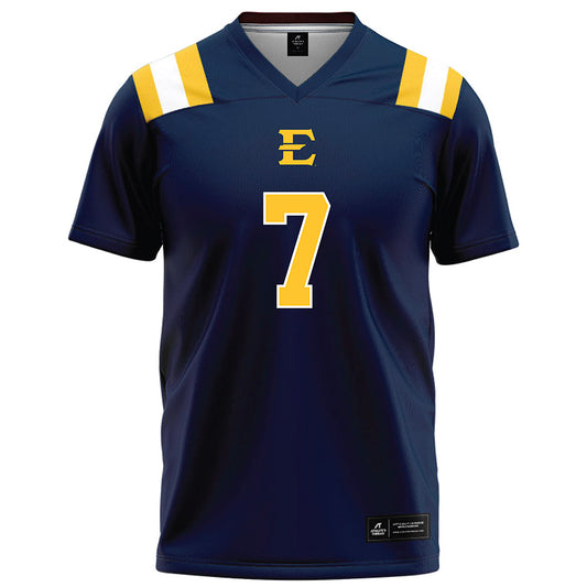 East Tennessee State - NCAA Football : Sterling Galban - Navy Football Jersey-0