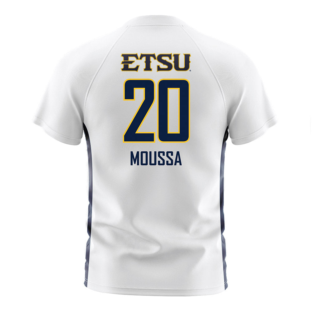 East Tennessee State - NCAA Men's Soccer : Rodrigue Moussa - White Soccer Jersey