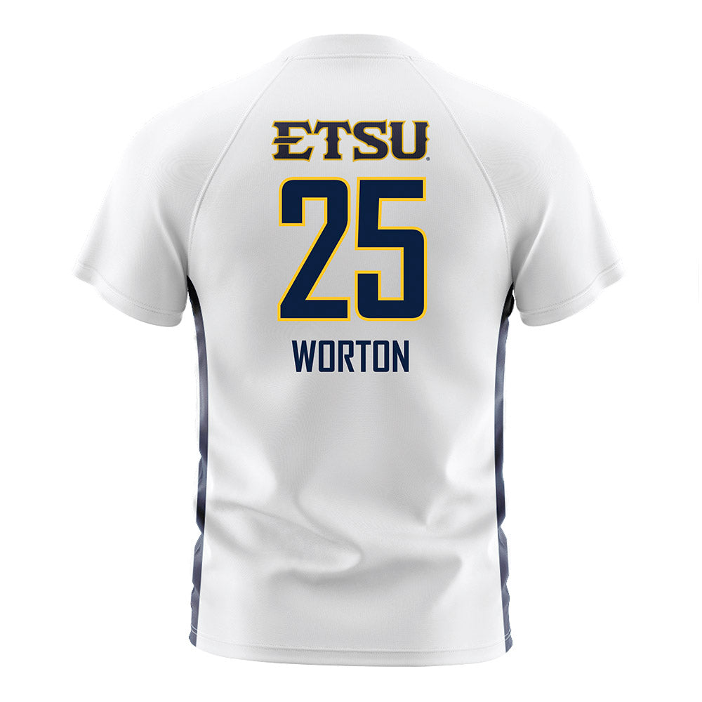 East Tennessee State - NCAA Men's Soccer : Shewit Worton - White Soccer Jersey-1