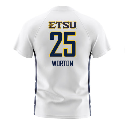East Tennessee State - NCAA Men's Soccer : Shewit Worton - White Soccer Jersey-1