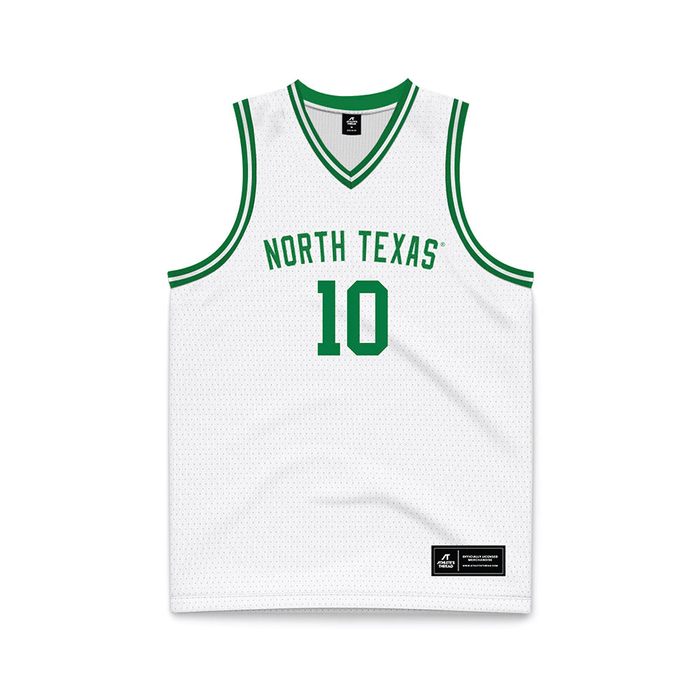 North Texas - NCAA Men's Basketball : Cole Franklin - White Basketball Jersey-0