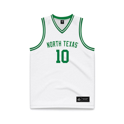 North Texas - NCAA Men's Basketball : Cole Franklin - White Basketball Jersey-0