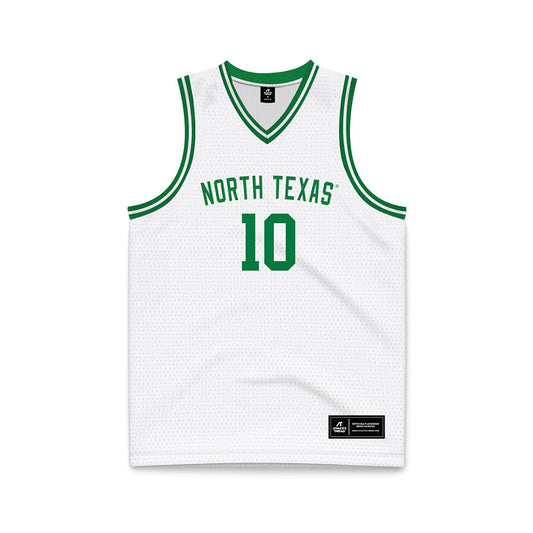 North Texas - NCAA Men's Basketball : Cole Franklin - White Basketball Jersey-0