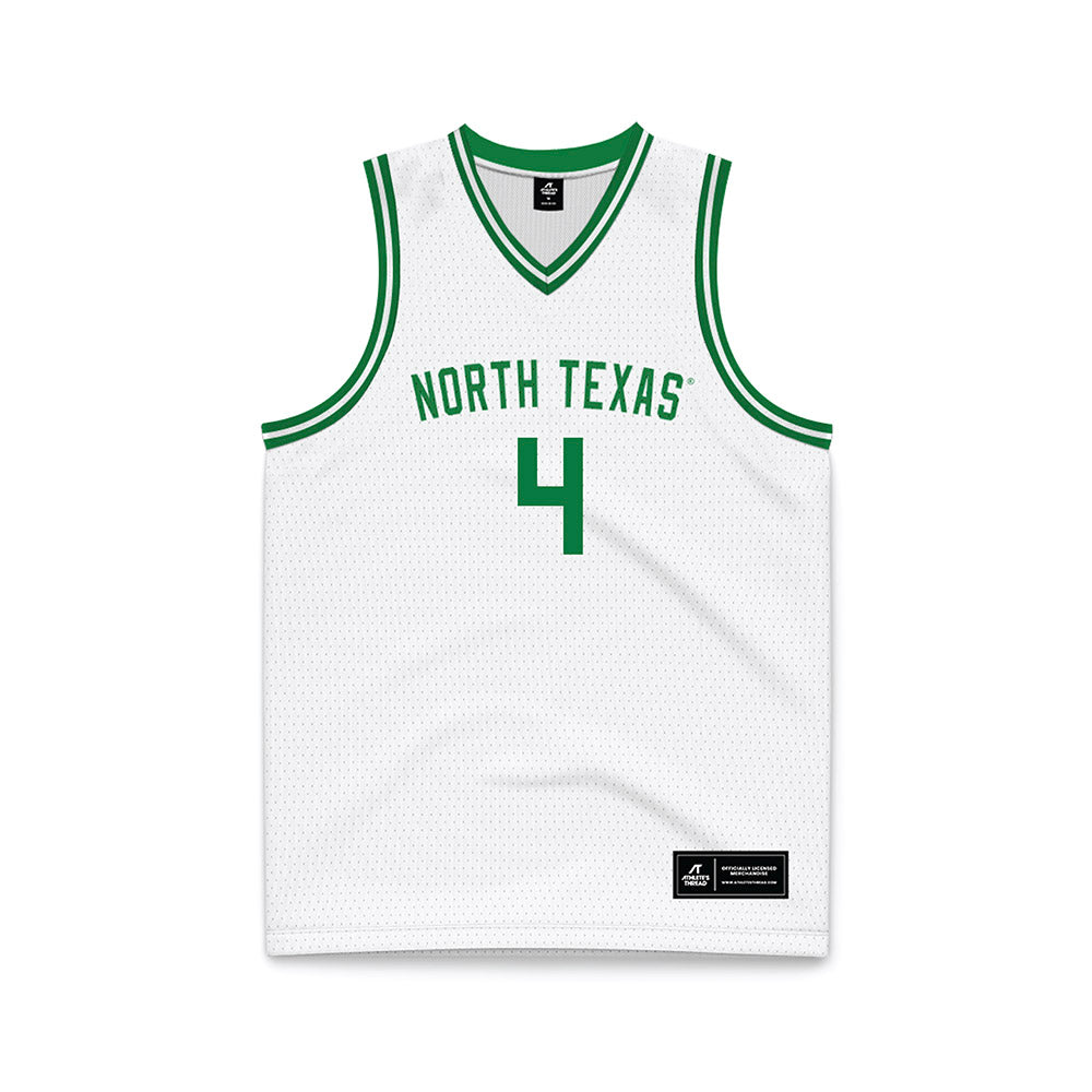North Texas - NCAA Men's Basketball : JeShawn Stevenson - White Basketball Jersey-0