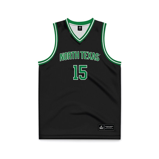 North Texas - NCAA Men's Basketball : Reece Robinson - Black Basketball Jersey-0