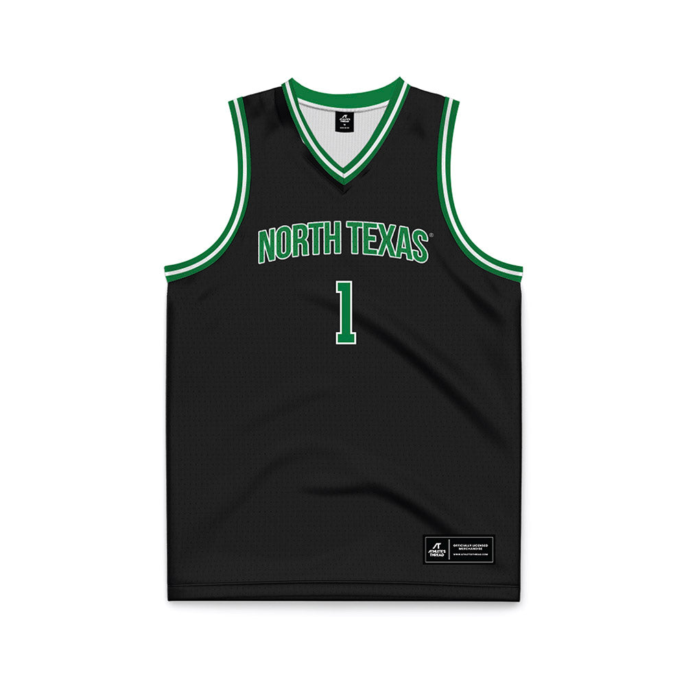 North Texas - NCAA Men's Basketball : William Mcclendon - Black Basketball Jersey-0