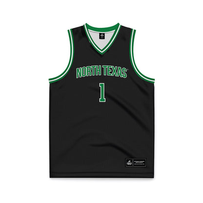 North Texas - NCAA Men's Basketball : William Mcclendon - Black Basketball Jersey-0