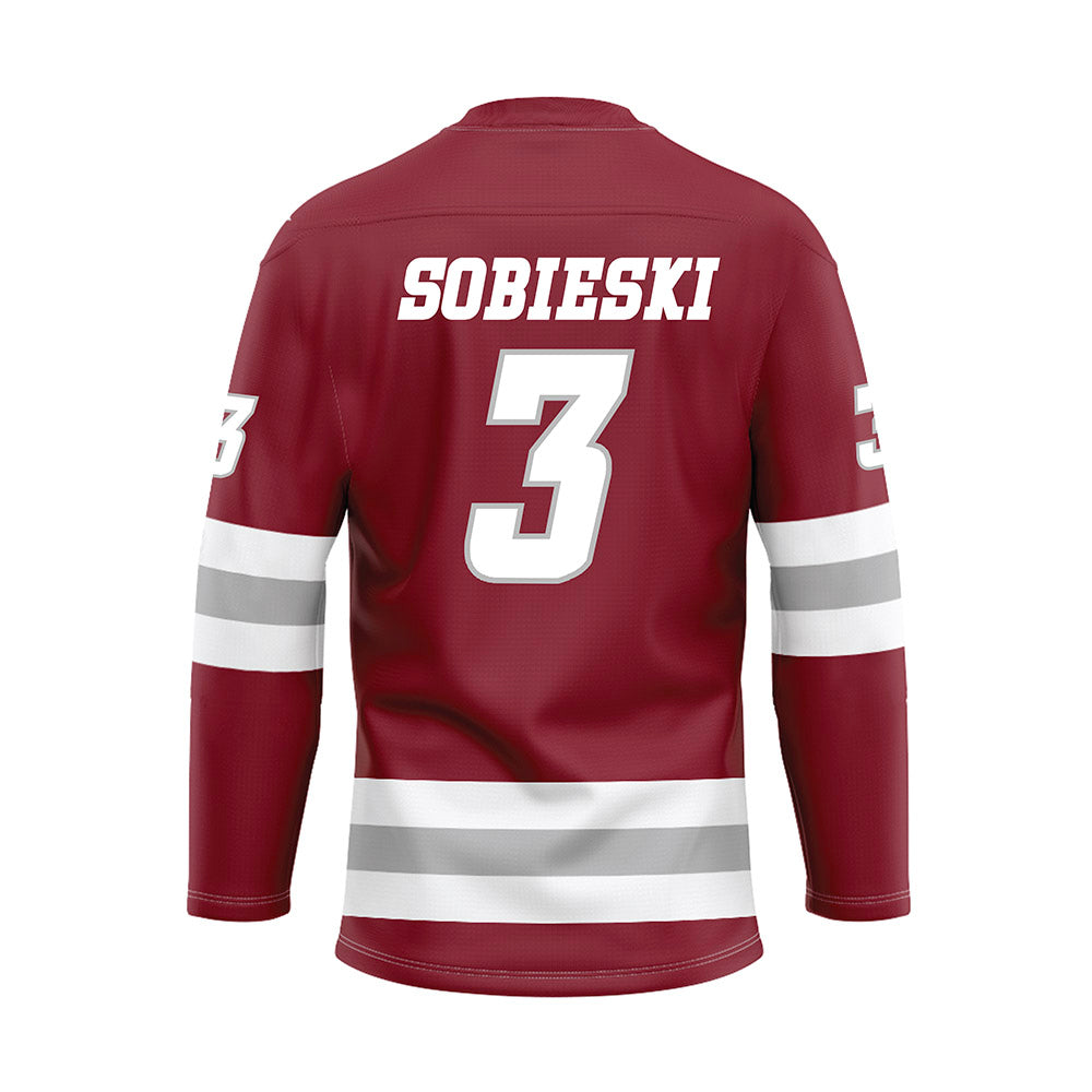 UMass - NCAA Men's Ice Hockey : Kazimier Sobieski - Maroon Hockey Jersey-1