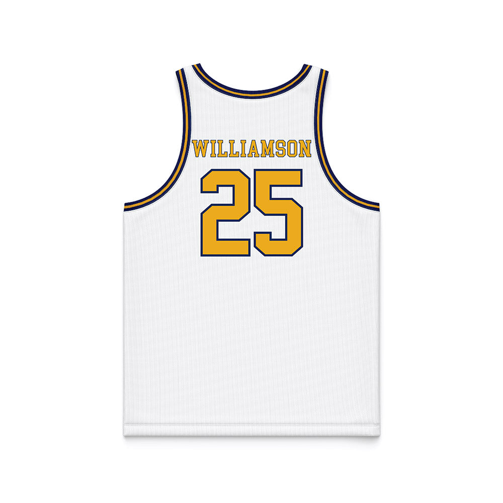 Kent State - NCAA Men's Basketball : Jahari Williamson - White Basketball Jersey-1
