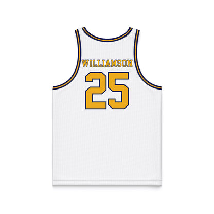 Kent State - NCAA Men's Basketball : Jahari Williamson - White Basketball Jersey-1