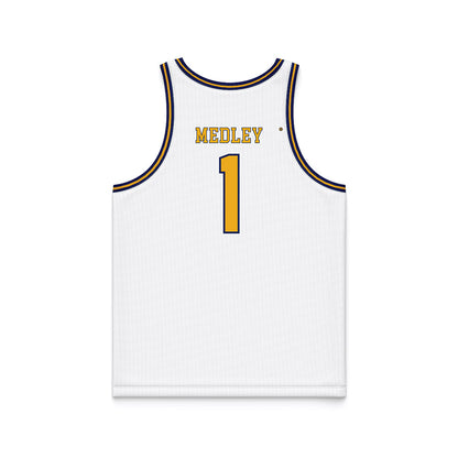 Kent State - NCAA Men's Basketball : Cian Medley - White Basketball Jersey-1