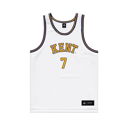Kent State - NCAA Men's Basketball : Landon Vanderwarker - White Basketball Jersey-0