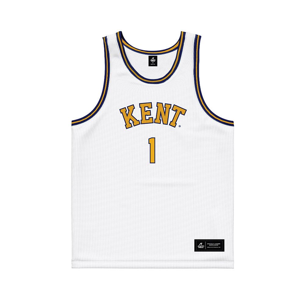 Kent State - NCAA Men's Basketball : Cian Medley - White Basketball Jersey-0