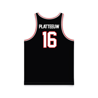 Davidson - NCAA Men's Basketball : Ian Platteeuw - Black Basketball Jersey-1