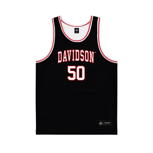 Davidson - NCAA Men's Basketball : John Nowland - Black Basketball Jersey-0