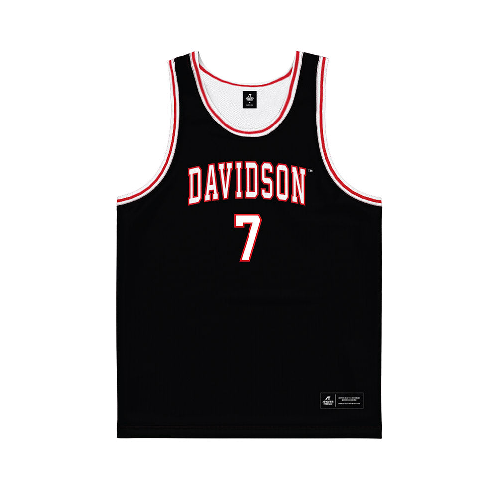 Davidson - NCAA Men's Basketball : RJ Greer - Black Basketball Jersey-0