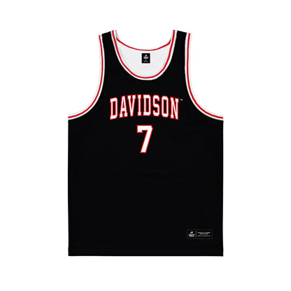 Davidson - NCAA Men's Basketball : RJ Greer - Black Basketball Jersey-0