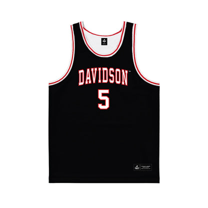 Davidson - NCAA Men's Basketball : Parker Friedrichsen - Black Basketball Jersey-0