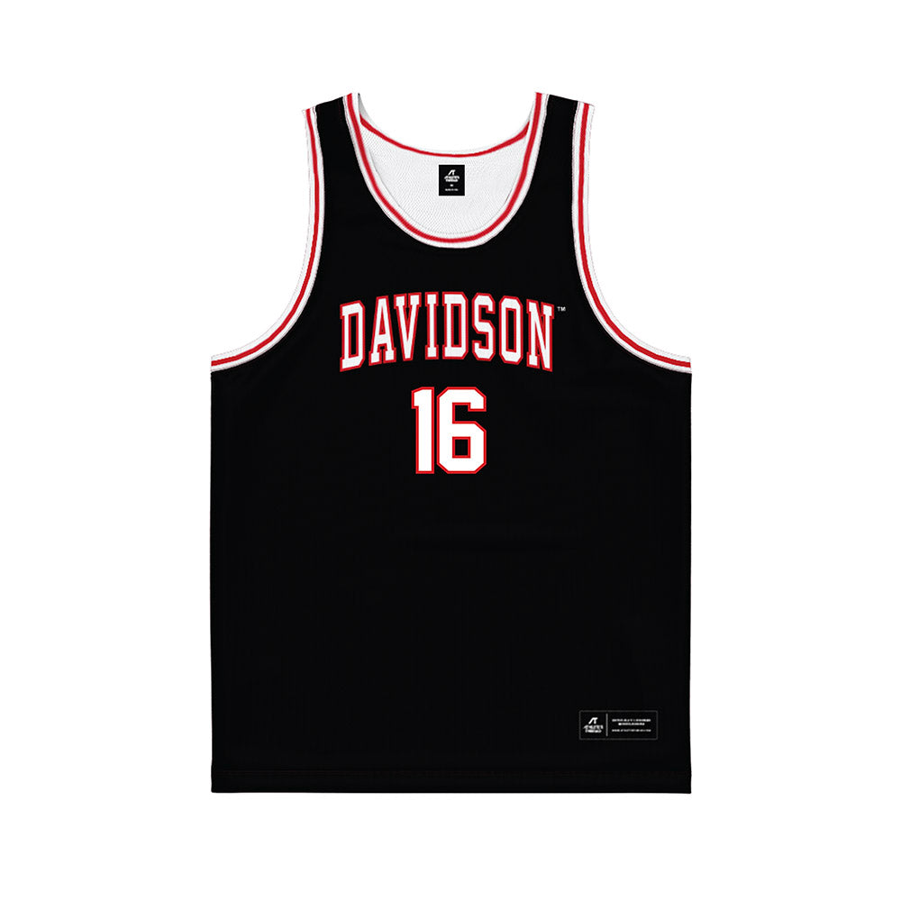 Davidson - NCAA Men's Basketball : Ian Platteeuw - Black Basketball Jersey-0