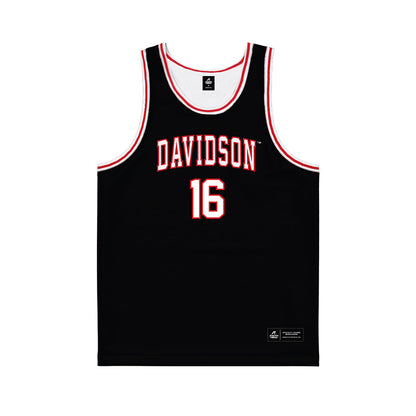 Davidson - NCAA Men's Basketball : Ian Platteeuw - Black Basketball Jersey-0