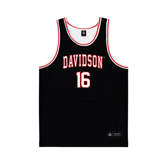 Davidson - NCAA Men's Basketball : Ian Platteeuw - Black Basketball Jersey-0