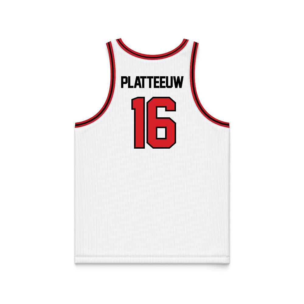 Davidson - NCAA Men's Basketball : Ian Platteeuw - White Basketball Jersey-1