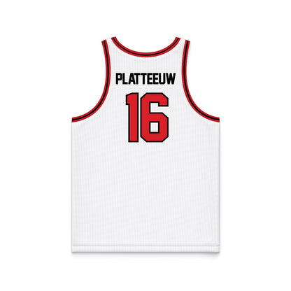 Davidson - NCAA Men's Basketball : Ian Platteeuw - White Basketball Jersey-1