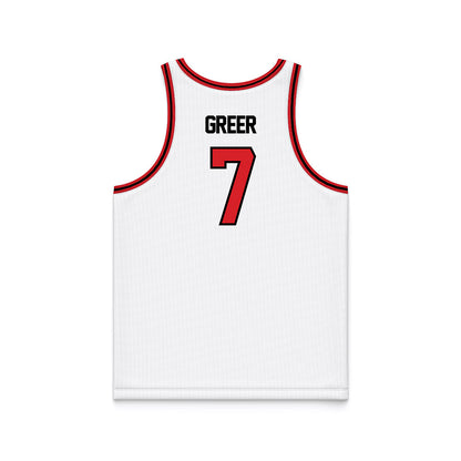 Davidson - NCAA Men's Basketball : RJ Greer - White Basketball Jersey-1