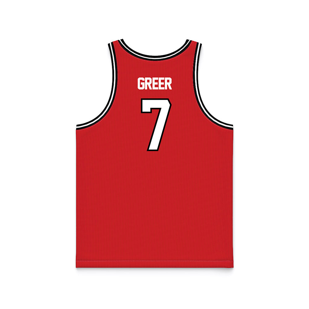 Davidson - NCAA Men's Basketball : RJ Greer - Red Basketball Jersey-1