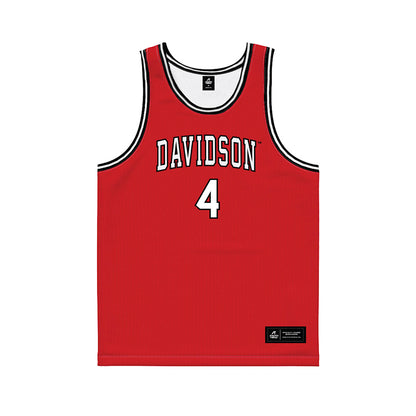 Davidson - NCAA Men's Basketball : Joshua Scovens - Red Basketball Jersey-0