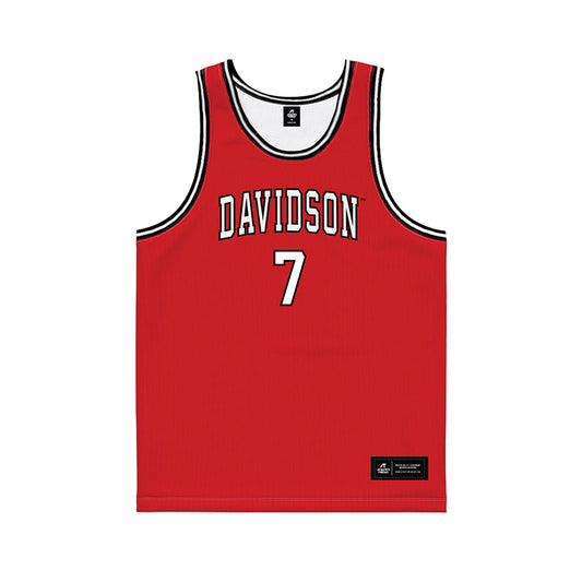 Davidson - NCAA Men's Basketball : RJ Greer - Red Basketball Jersey-0