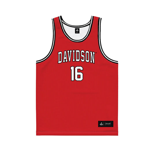 Davidson - NCAA Men's Basketball : Ian Platteeuw - Red Basketball Jersey-0