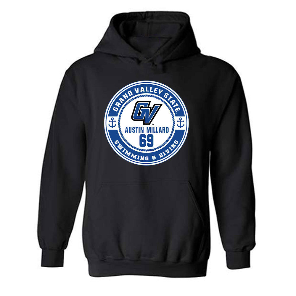 Grand Valley - NCAA Men's Swimming & Diving : Austin Millard - Classic Fashion Shersey Hooded Sweatshirt-0