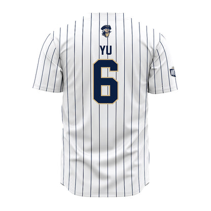 GWU - NCAA Baseball : Spencer Yu - White Pinstripe Jersey