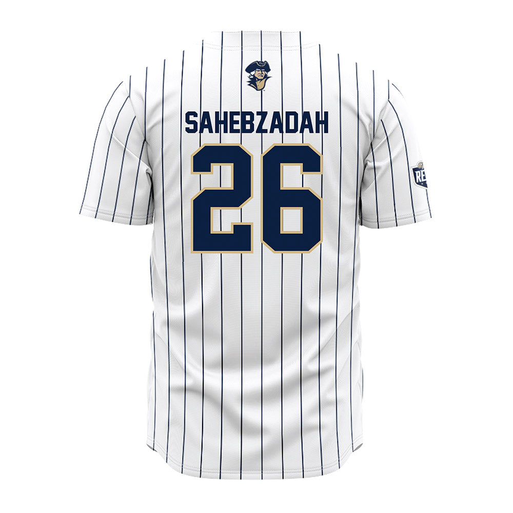 GWU - NCAA Baseball : Adham Sahebzadah - White Pinstripe Jersey