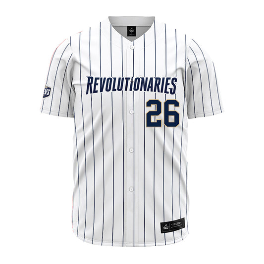 GWU - NCAA Baseball : Adham Sahebzadah - White Pinstripe Jersey